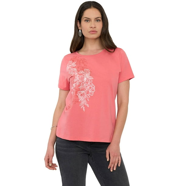 Polera Mujer M/C Focal Print Coral Corona