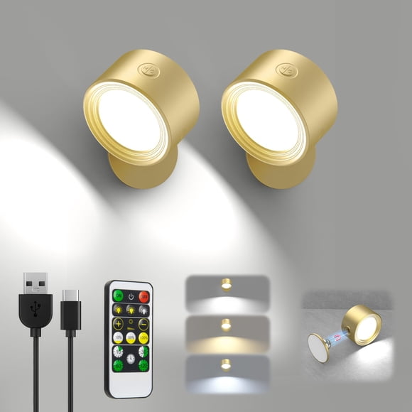 Lámparas de pared LED Racokky con rotación magnética de 360° y recargables