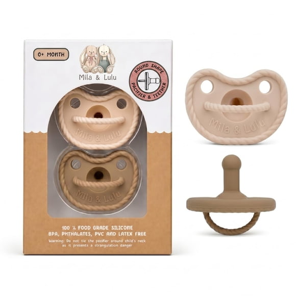 Chupetes Redondos De Silicona 2 Unidades Beige