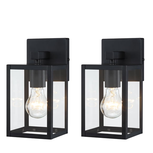 Aplique de pared exterior Faymart Pack de 2 metal y vidrio negro 25 cm