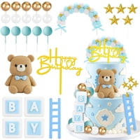 Sunshuang Store - Set De 28 Piezas Para Decoración De Pastel Con Oso Azul Para Baby Shower