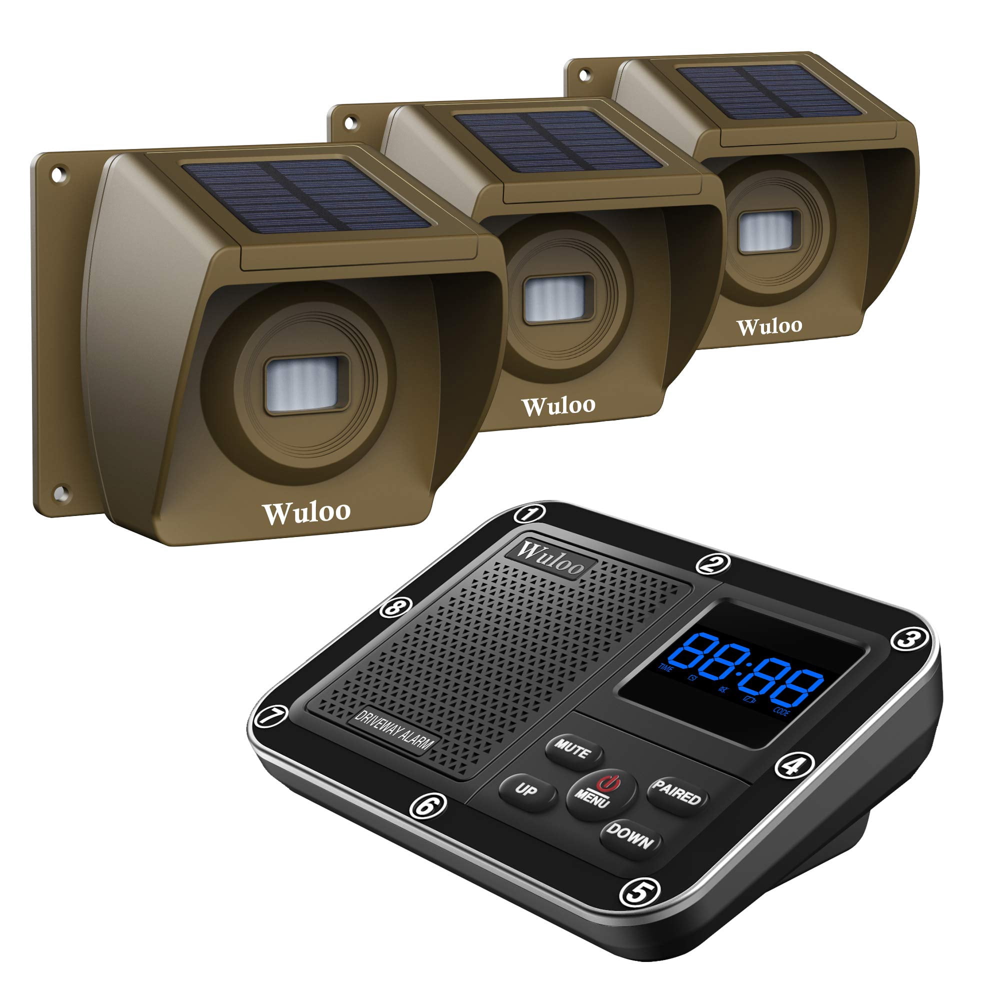 Alarma Solar Inalámbrica Para Entrada Wuloo Con Alcance De 1800 Pies Con Sensor