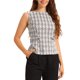 thumbnail image 4 of INSPIRE CHIC Top de Tweed para Mujeres sin Mangas Cuello Redondo Estampado de Cuadros Cintura Cremallera Hebilla Espalda Blusa Tops L Blanco Negro, 4 of 6
