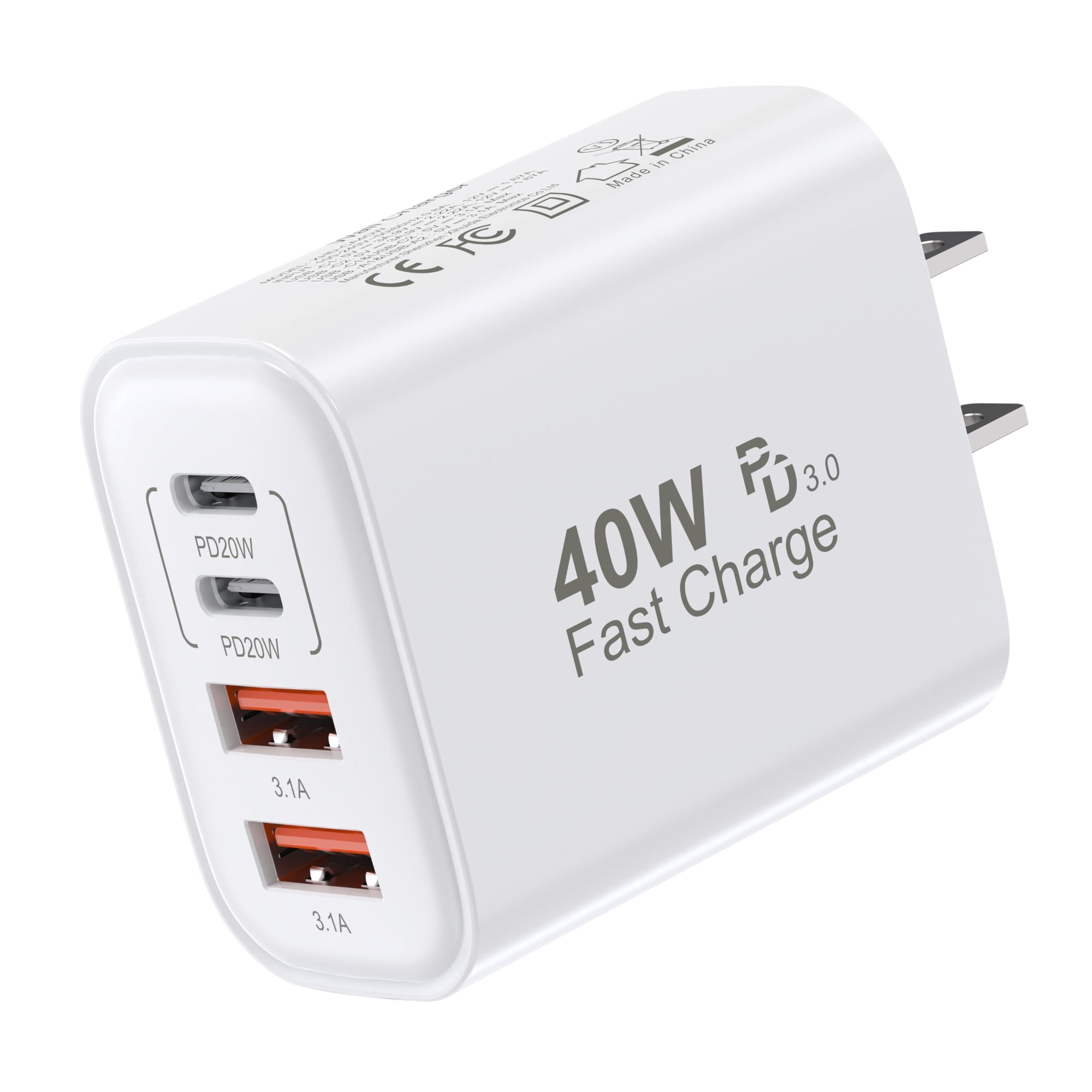 Tt&c - Bloque De Carga Usb C, 40 W, 4 Puertos, Conector De Carga De Pared Usb-c