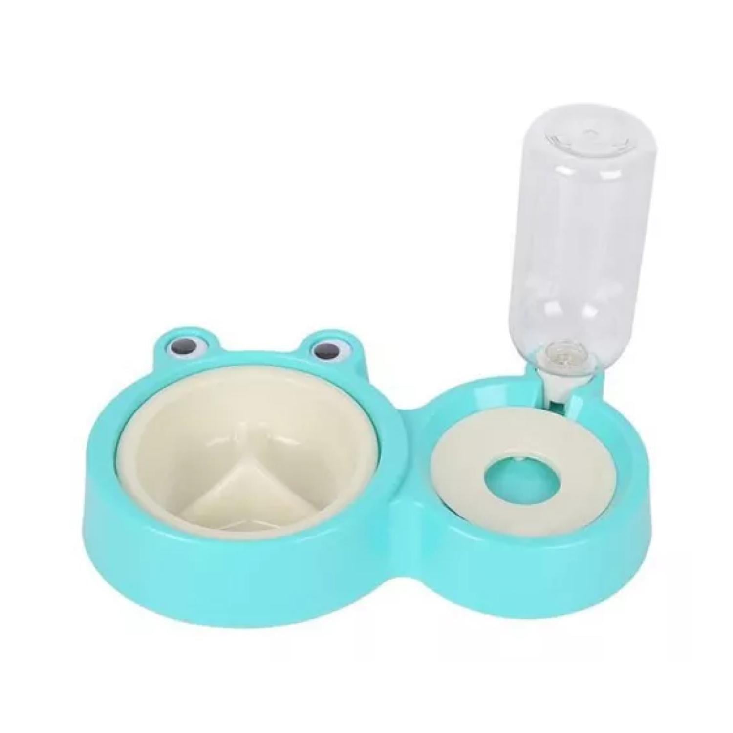 Total Click - Plato 2 En 1 Comida Lenta Y Agua Perros Gatos Mascotas