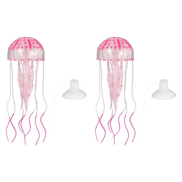 Decoración de Acuario Uxcell Medusa, Decoraciones para Peceras Medusa Acuario Medusas Falsas Brillantes de Silicona, (Rojo, M, 2 Piezas), Destinado para Decoración de Tanque