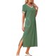 thumbnail image 4 of INSPIRE CHIC Camisón de Mujer con Cuello en V y Bolsillos, Manga Corta, Abertura Lateral, con Ribete en Contraste para Primavera Verano XL Verde, 4 of 6