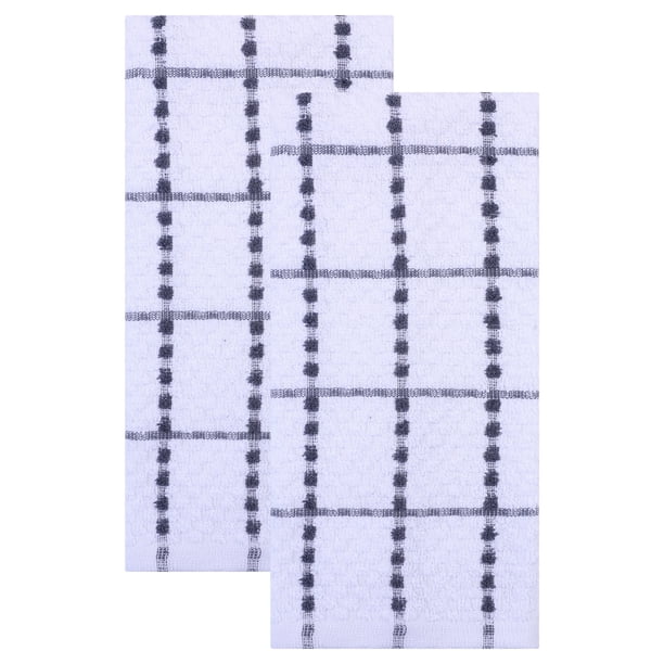 REGALWOVEN Juego de Toallas de Cocina Clásicas a Cuadros, 100% Algodón, Paños de Cocina, Absorbentes de Secado Rápido Gris 25" x 15"