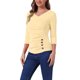 thumbnail image 4 of INSPIRE CHIC Blusa Fruncida con Botones Decorativos para Mujer Regreso a Clases Cuello en V Manga 3/4 Top de Punto Sólido Albaricoque XL, 4 of 6