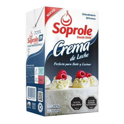 Crema De Leche Natural Para Batir Y Cocinar Larga Vida 1 L Soprole