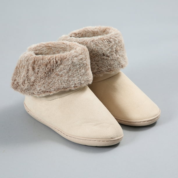 Pantufla Botin Gamuza Peludo Mujer Flores 33304-17