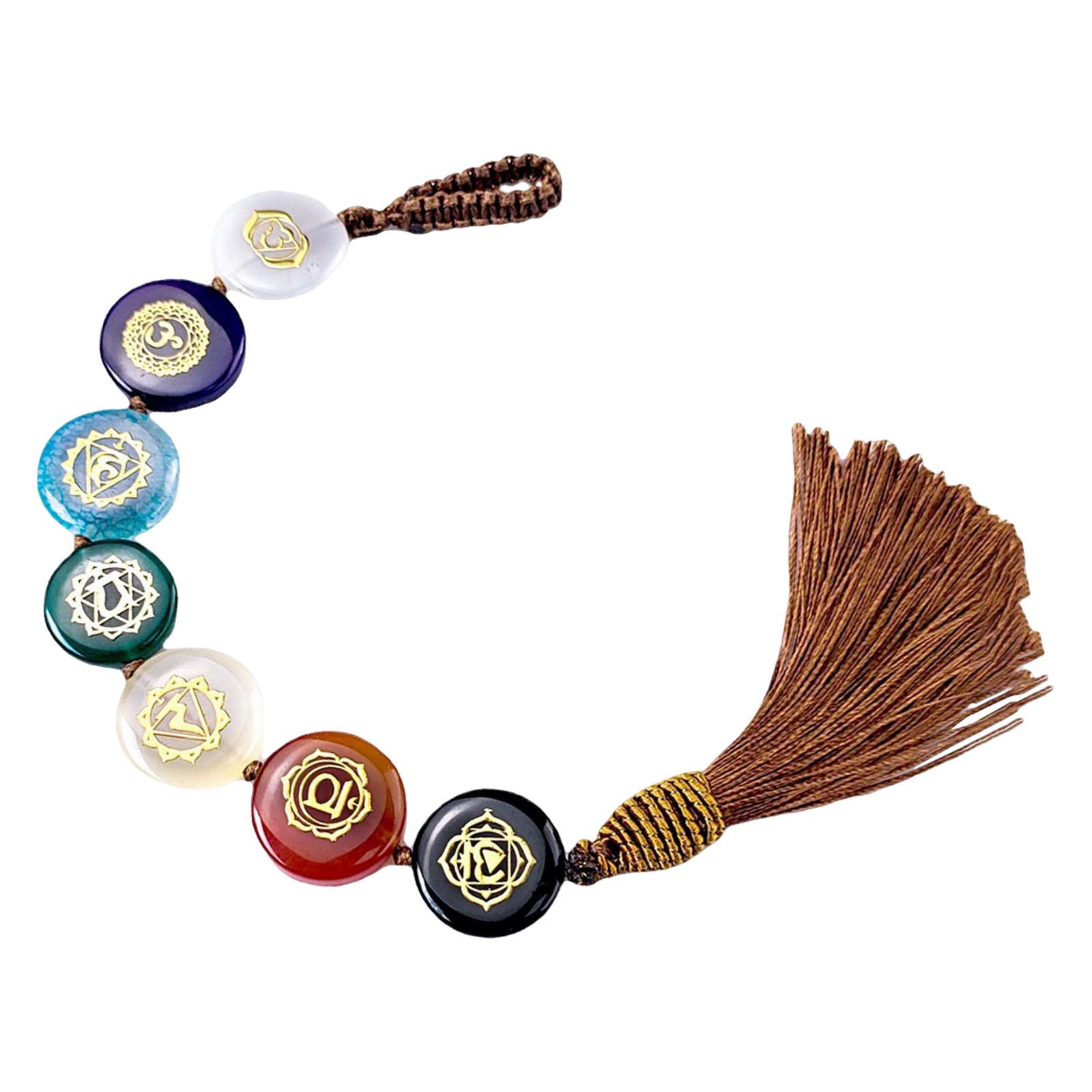 Bothyi - Colgante Hecho A Mano Con 7 Piedras Preciosas, Adornos Colgantes Para Coche, Reiki, Yoga, Meditación