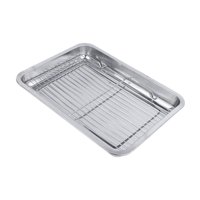 Bothyi - Bandeja Para Hornear Galletas, Barbacoa, Fácil De Limpiar, Para Reuniones Familiares, Pasteles, Con Rejilla, 45 X 35 X 4,8 Cm