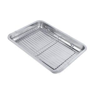 Bothyi - Bandeja Para Hornear Galletas, Barbacoa, Fácil De Limpiar, Para Reuniones Familiares, Pasteles, Con Rejilla, 45 X 35 X 4,8 Cm