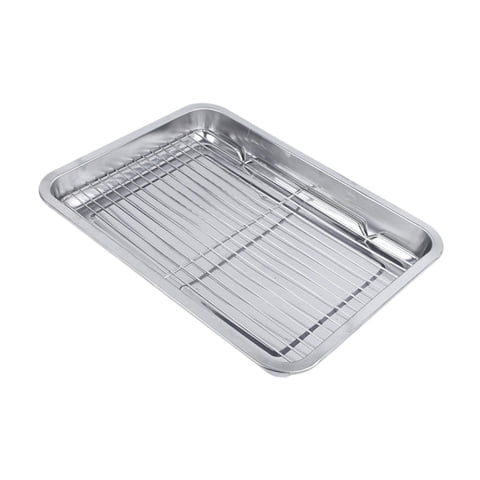 Bothyi - Bandeja Para Hornear Galletas, Barbacoa, Fácil De Limpiar, Para Reuniones Familiares, Pasteles, Con Rejilla, 45 X 35 X 4,8 Cm