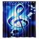 thumbnail image 1 of Cortina de ducha con ilustración de nota musical azul brillante y vibrante, con ganchos, tamaño 66 x 72 pulgadas, 1 of 3