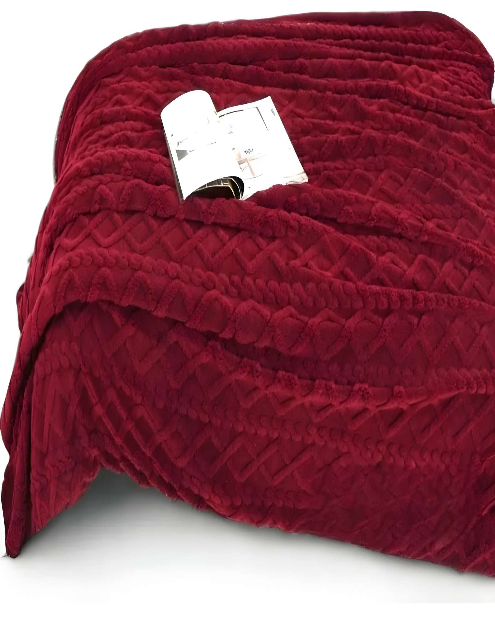 Genérico - Frazadas Texturizadas Plaza Y Media Burdeo