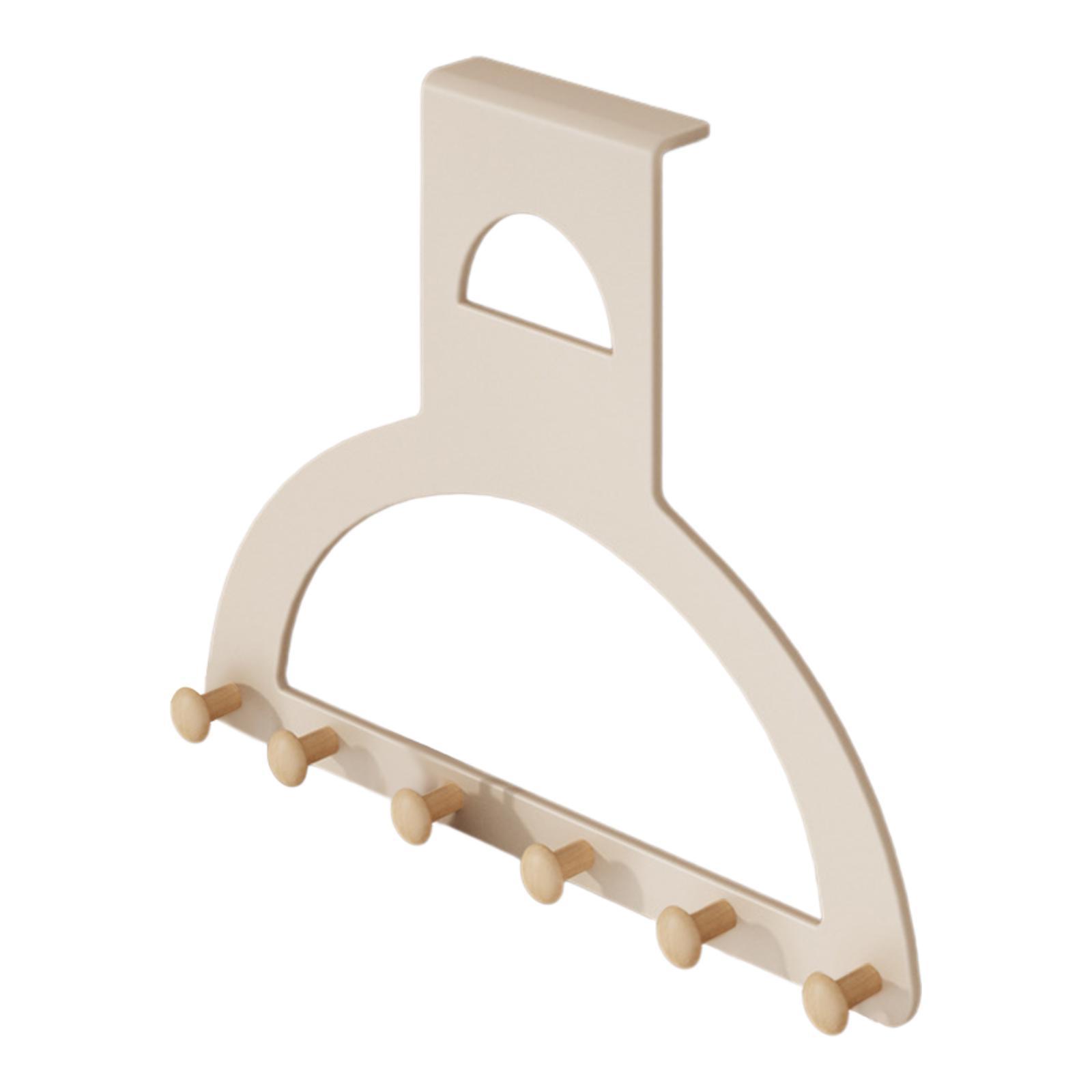 Magideal - Perchero Con Gancho Para Colgar Sobre La Puerta, Resistente Y Práctico Toallero Con 6 Ganchos Para Dormitorio, Baño, Armario, Sala De Estar Y Bolsos. Crema