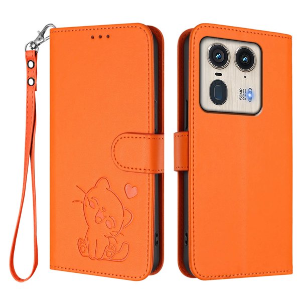 Funda Billetera con Espacio para Fotos para Motorola Edge 50 Ultra 5G, Naranja