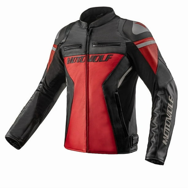 Chaqueta De Cuero Clásica Para Motocicleta Motowolf JM2