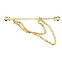 Ioensy - Clips De Cuello Con Cadena Camisa Abotonada Pin Metal Hombres Camisa Collar Pins Aureate