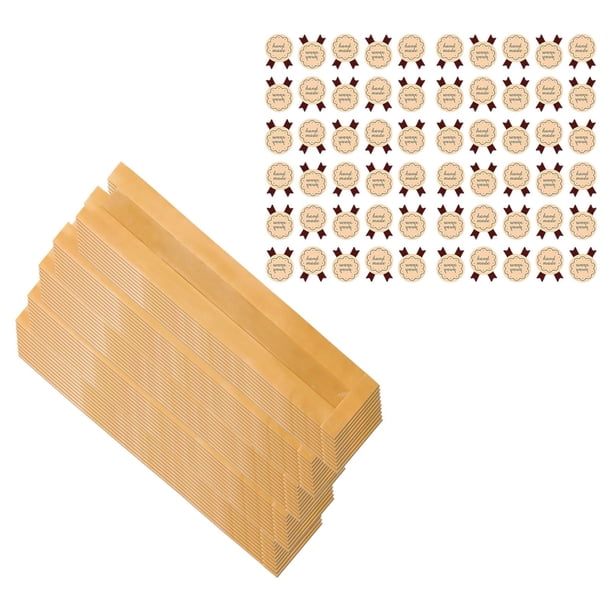 Bolsas de papel Kraft para almacenamiento de pan, embalaje de pan con ventana frontal transparente para golosinas, fiestas, pastelería, 50 Uds.