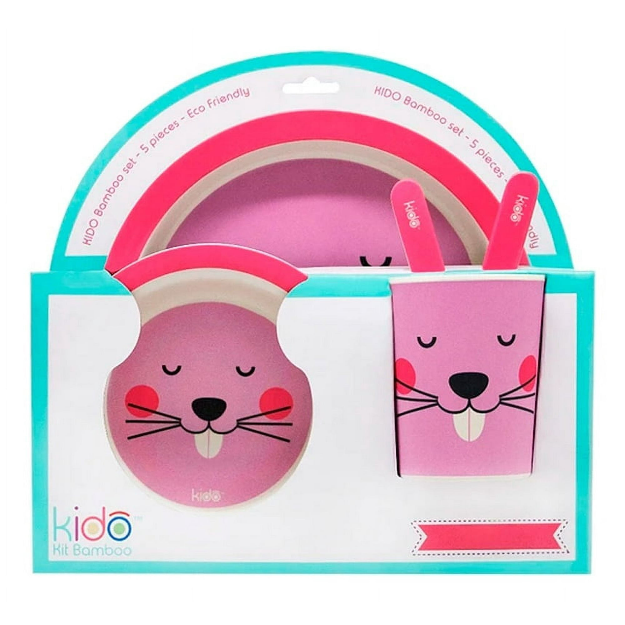 Disparo - Set Bambo Plato Vaso Cubiertos Kido Forma Conejo