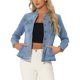 thumbnail image 1 of INSPIRE CHIC Chaquetas de Mezclilla para Mujer Cuello Alto Mangas Largas Chaquetas Cortas de Jean Azul Claro XL, 1 of 6