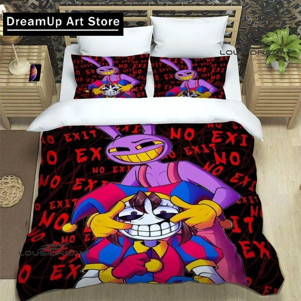 x1495 Bed SheetsCartoon Amazing Digital Circus Bedding Set Boys Girls Twin Full Size Duvet Cover Pillowcase Bed Adult Fashion 3-Piece Bedding Set (1 Duvet Cover + 2 Pillow Shams) nj1495