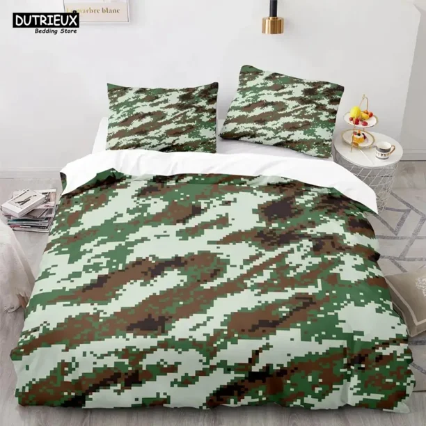 Modern Camouflage Bedding Set Fashion Green Camo Bed Linen Soldier Duvet Cover For Boys Teens Bed Sheets