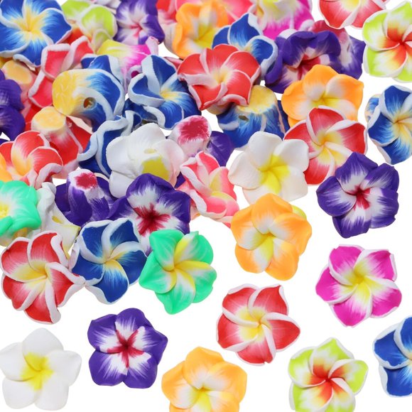Cuentas de polímero PENTA ANGEL Plumeria, 50 piezas, 13 mm, hawaianas