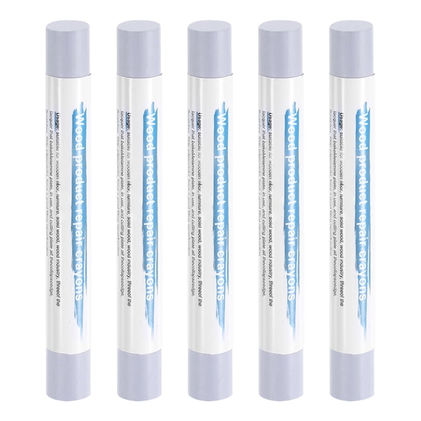 Uxcell 5 piezas de palillos de relleno de madera, ceras de retoque para reparación de muebles, crayones para arañazos, grietas, agujeros, mesa, suelo de madera, Blanco Titanio