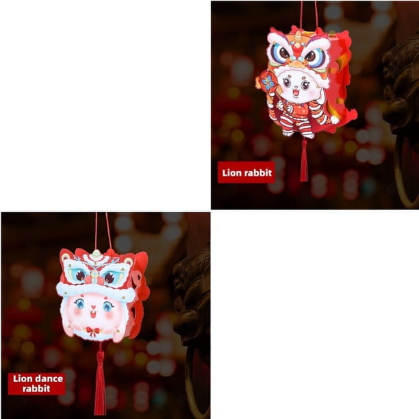 Chinese New Year Decoration,Year Of The Rabbit Lantern,Festival Lunar New Year Decor,Happy New Year,Spring Festival,Handmade Lanterns,Making DIY Materials,Kindergarten Portable Luminous,Paper Lanterns