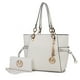 thumbnail image 1 of Bolso Tote con Cartera de Muñeca para Mujer, MKF Collection, Set de 2 Piezas en Cuero Vegano, Espacioso y Elegante - Blanco, 1 of 3