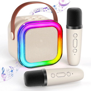 Parlante Bluetooth Jyx, Mini Parlante Karaoke Con 2 Micrófonos Inalámbricos, Compatible Con Entrada Tf/ Aux, Parlante Bluetooth Con Voz Mágica Divertida, K12-B