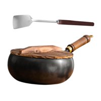 Magideal - Sartén Wok Antiadherente Para Cocinar Con Gancho Colgante, Sartenes De Hierro Forjado Manual, Utensilios De Cocina, Sartén Wok De Hierro Pow Wok Para