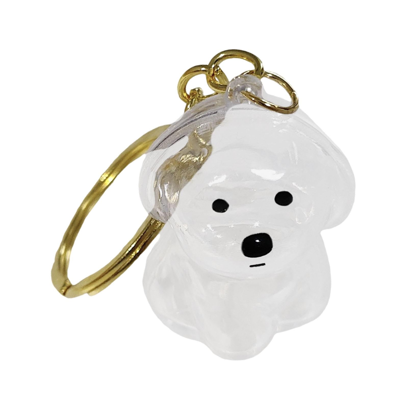 Magideal - Llavero Con Forma De Perro, Dije Para Bolso, Regalo De Duelo, Medallón De Pelo Portátil, Recuerdo, Único, Transparente, Botella Conmemorativa De Pelo Bichón Frisé