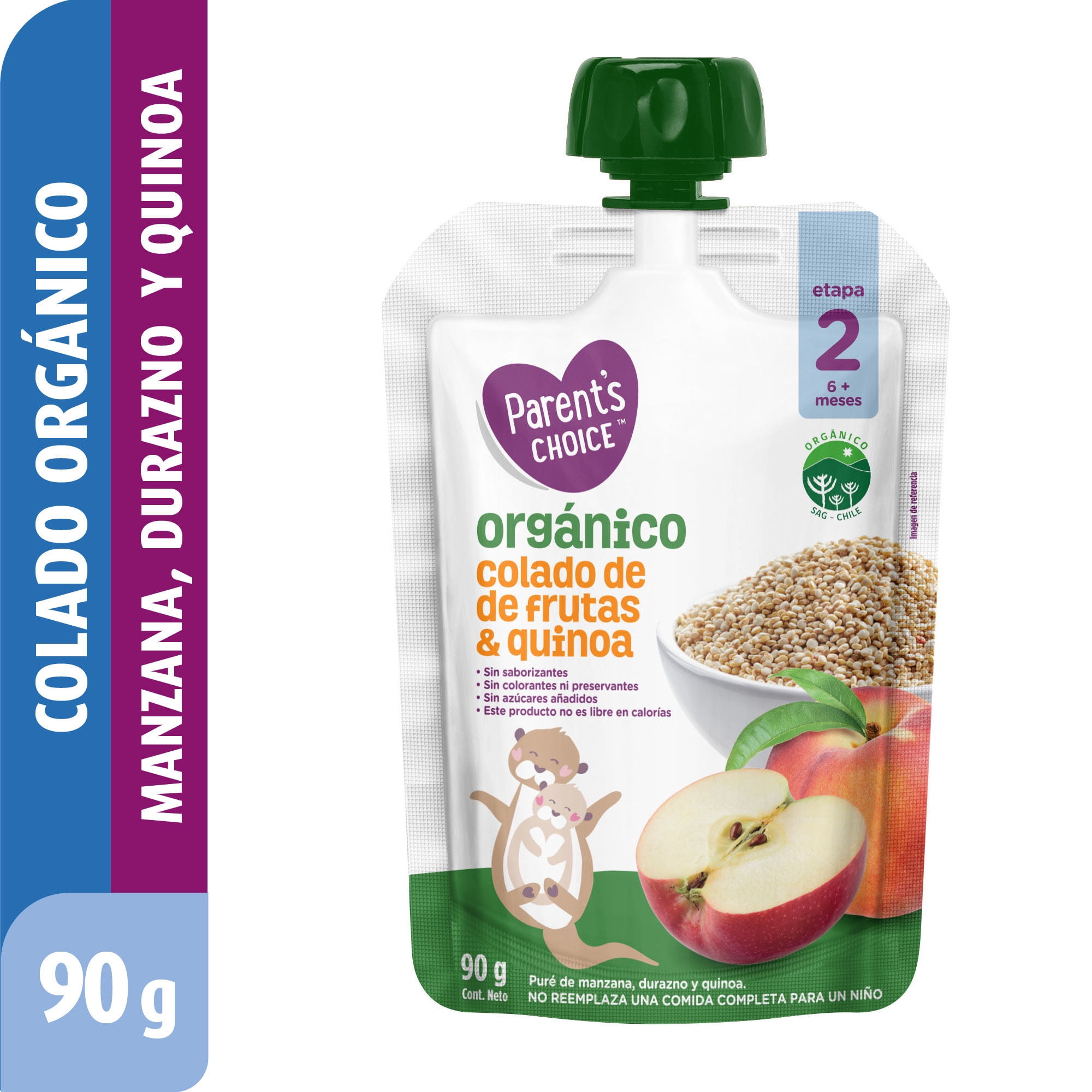 Colado Orgánico Manzana Durazno Quinoa 90 g Parent's Choice