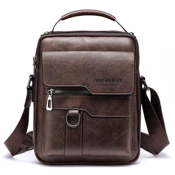 Upgrade Your Style With The Men's Vintage Leather Vertical Hand Business Satchel Bag - Perfect Gift For Father Or Anniversary