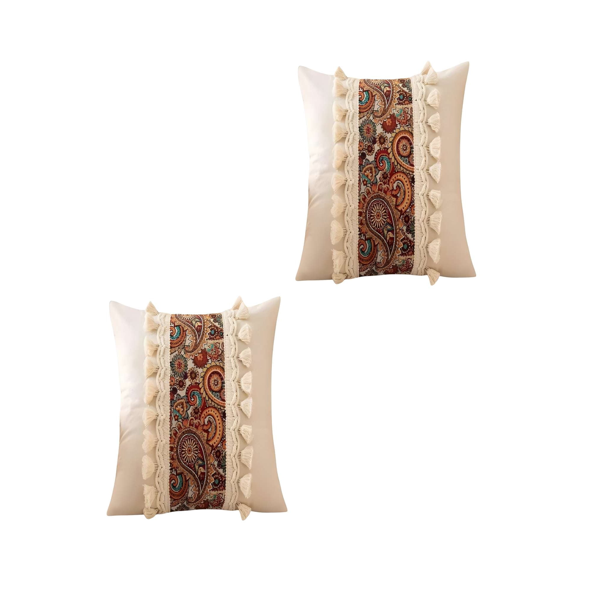 Genérico - Pack De 2 Fundas De Cojin Lino Mandala 45x45 Beige 03