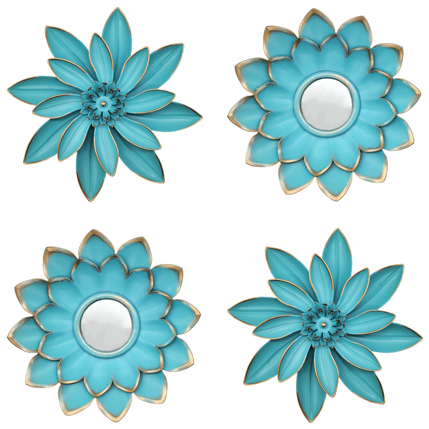 Fliperex - Set 4 Marcos De Espejos Flor De Loto Decorativo Calipso Deco