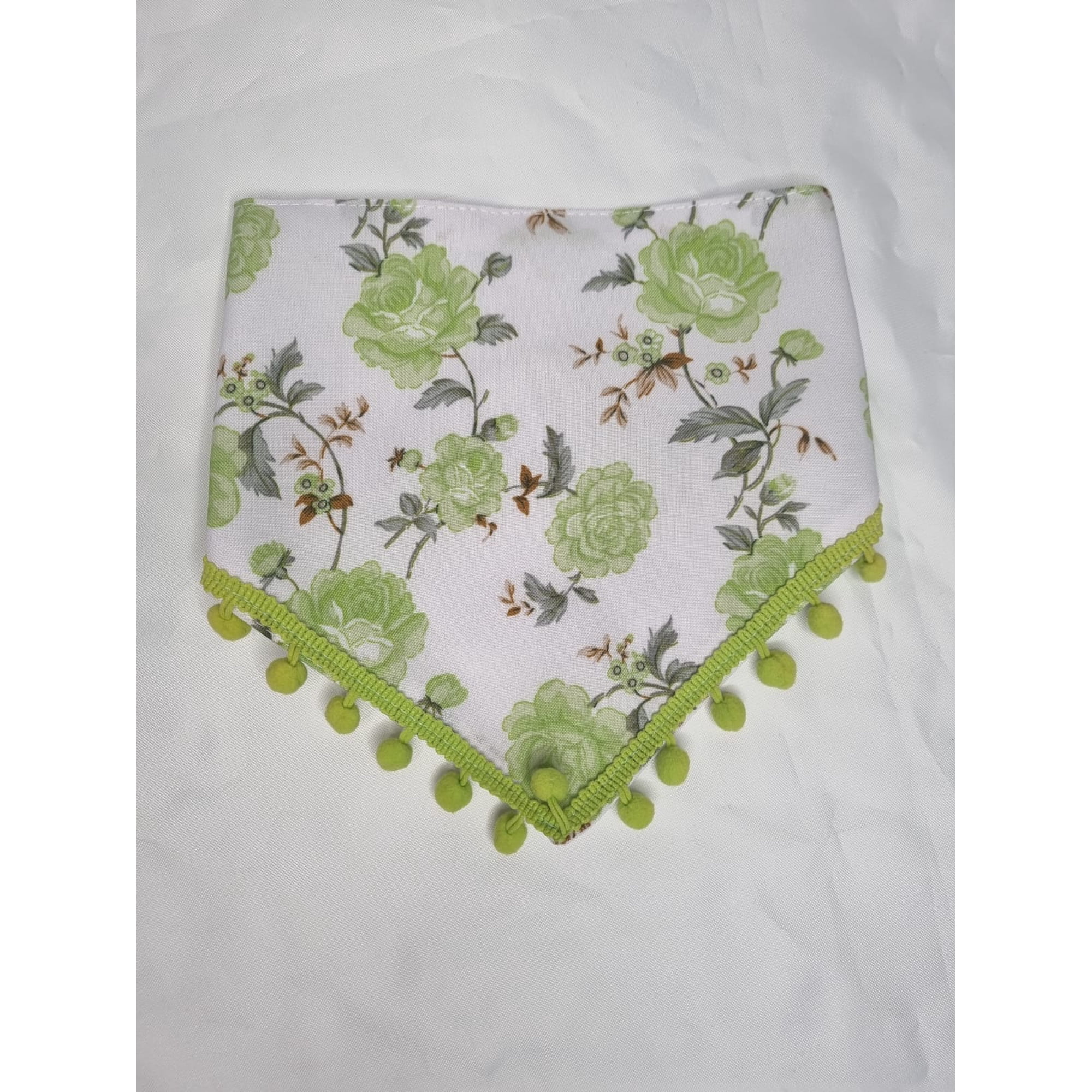 Bandana mascota flores verdes talla XXS