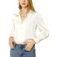 thumbnail image 1 of INSPIRE CHIC Blusa de Satén para Mujer con Manga Larga Abullonada y Cuello Abotonado Camisa Elegante para Oficina Trabajo Casual de Negocios XS Blanca, 1 of 4