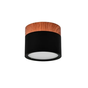 Konnergie - Aplique Decorativo Sobrepuesto Negro Y Madera 6W Luz Fría