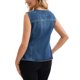 thumbnail image 3 of INSPIRE CHIC Chaleco de regreso a clases para mujer, chaleco de mezclilla con cuello en V, bolsillos con parche, botones, sin mangas, chaqueta de jean 2XL azul oscuro, 3 of 6