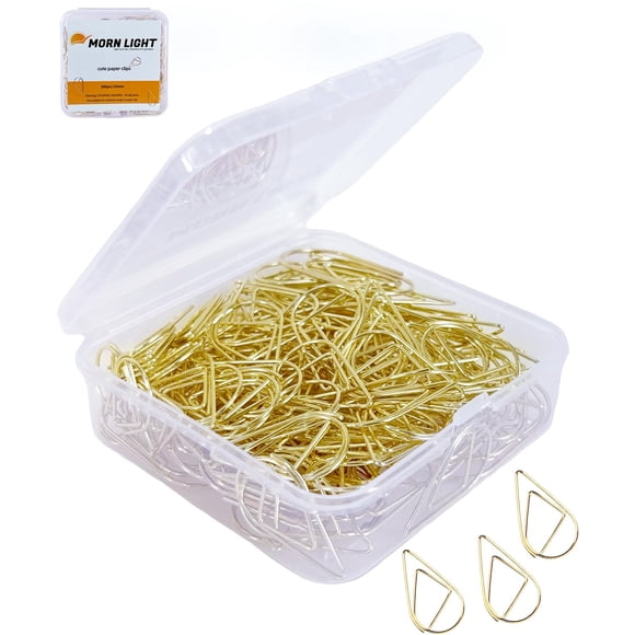 Clips Para Papel Morn Oro Claro En Forma De Lágrima Acero Inoxidable 200 Unidades