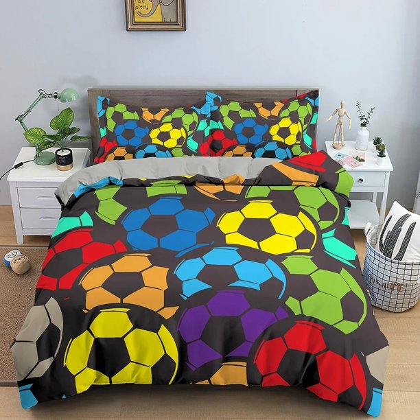 x2511 Bed Sheets Football Duvet Cover Full Bedding Set Quilt Cover with Zipper Closure Size Polyester Comforter Cover 3-Piece Bedding Set (1 Duvet Cover + 2 Pillow Shams) nj2511