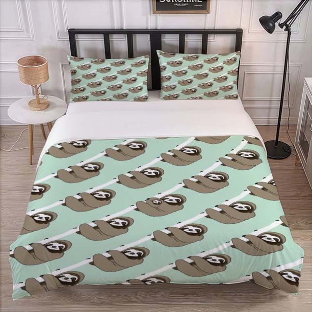 3pcs Cartoon Sloth Themed Bedding Set Including Duvet Cover And Pillowcases Soft And Comfortable