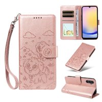 Funda Billetera Foxdock Compatible Con Samsung Galaxy A25 5G, Diseño Perrito Tierno, Ranuras Para Tarjetas Y Soporte Plegable