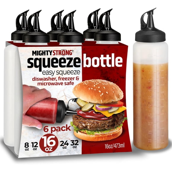 Botellas para exprimir condimentos Mighty Strong, 480 ml (paquete de 6)
